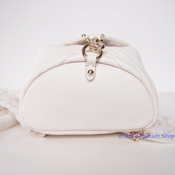 NWT Rebecca Minkoff Julian Mini Quilted Leather Backpack Pearl Off White AUTHNTC main image 6